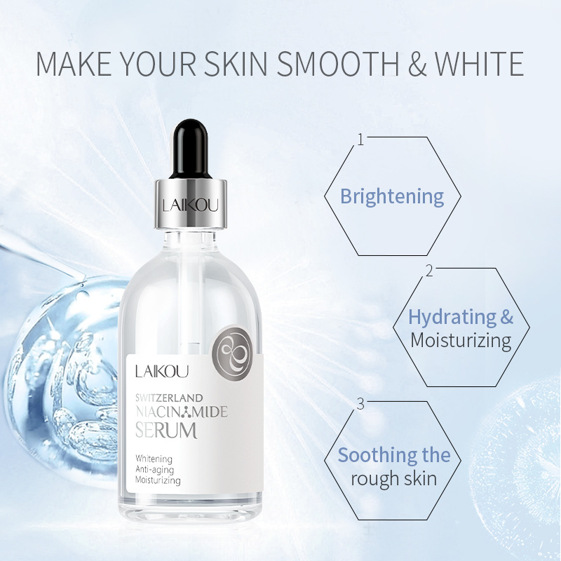 Laikou Swiss Niacinamide Essence 100ml Brightening Skin Tone Hydrating and Moisturizing Essence Skin Care Product Cross-border manufacturer Application Scenario