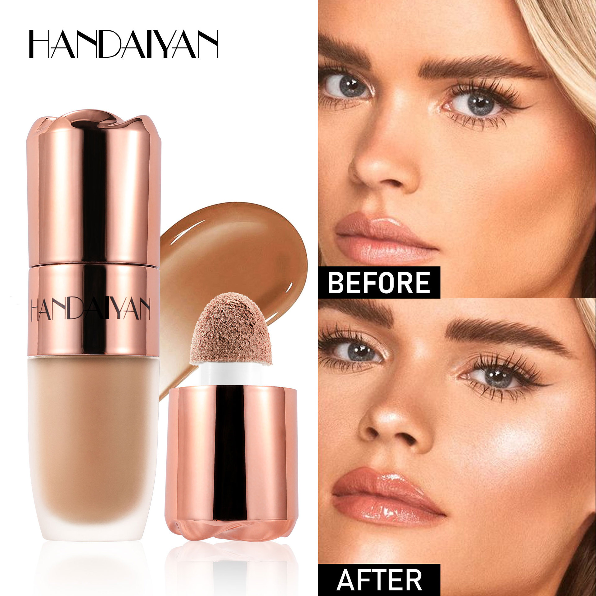 Cross-border exclusive high-gloss contouring 8-color natural three-dimensional Han Daiyan pearlescent Fine Shimmering Easy to apply High-gloss contouring stick Specification drawing
