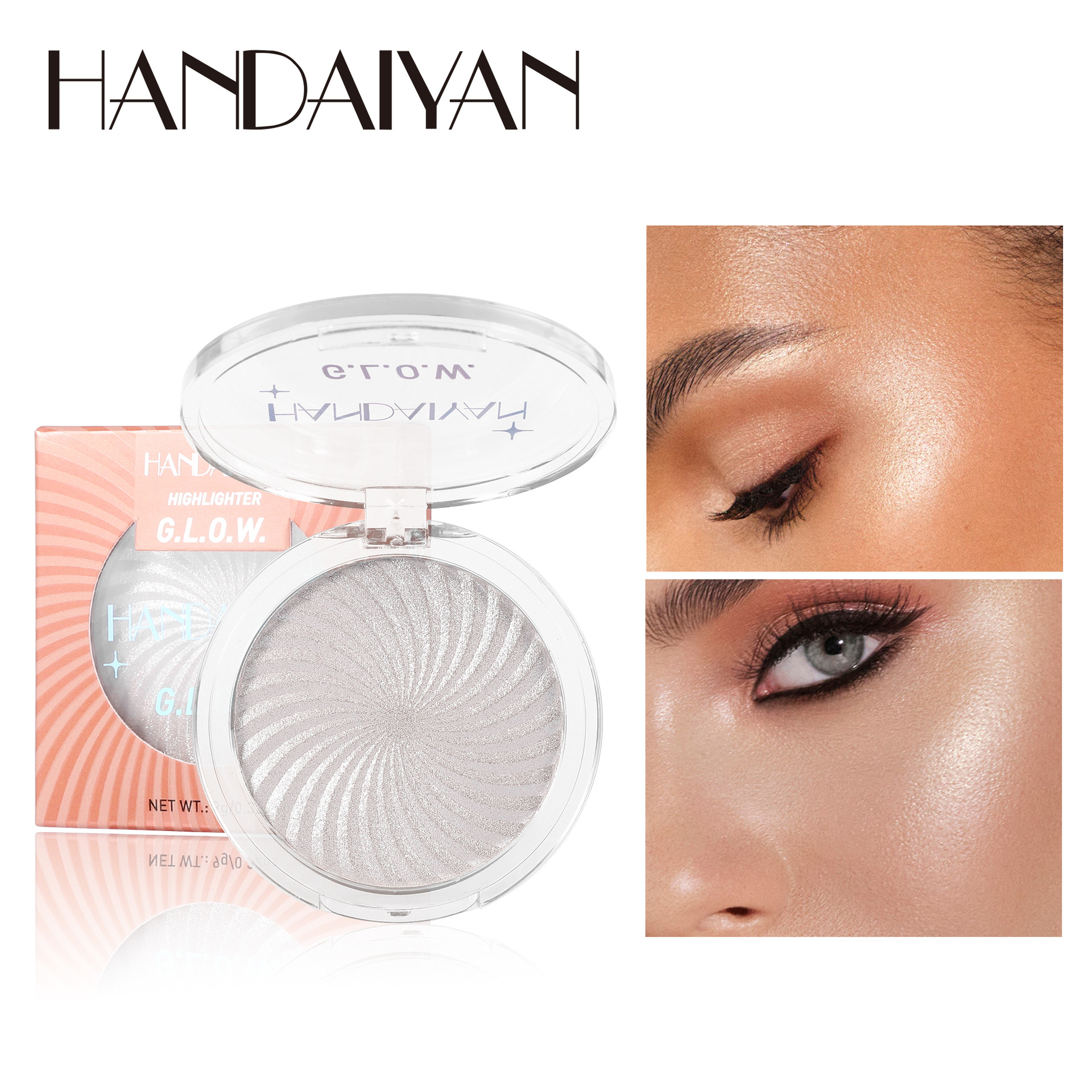 Cross-border six-color vortex high gloss matte fine flash handaiyan loose powder High gloss Contouring and brightening all-in-one disc full figure