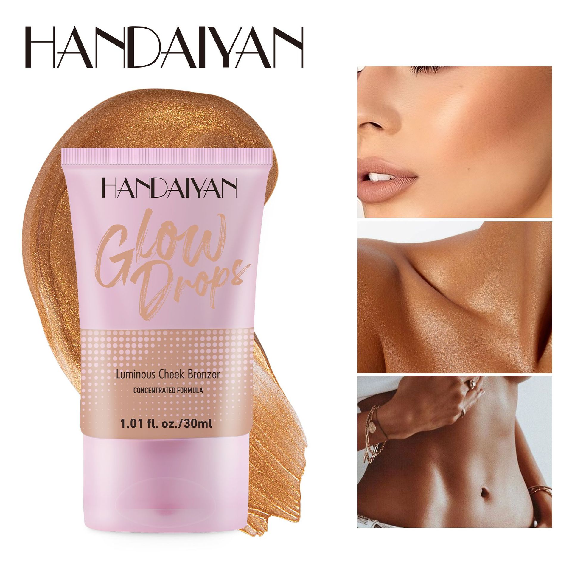 Cross-border Tanning Foundation handaiyan Wheat and Bronze Concealer Dark Skin Pearlescent Gilt Foundation full figure