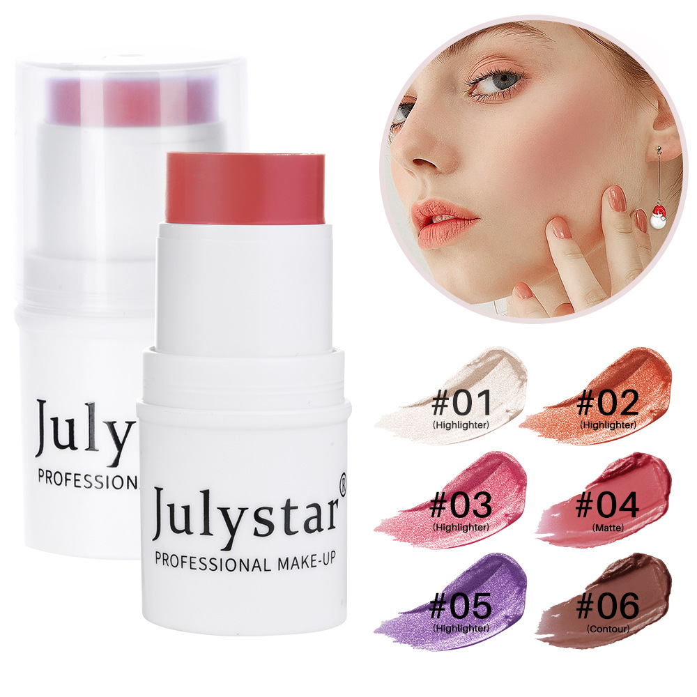 Julystar Single-color matte Contouring Blush Cream, Blush Stick, Six-color High-gloss Brightening Blush wholesale details Picture