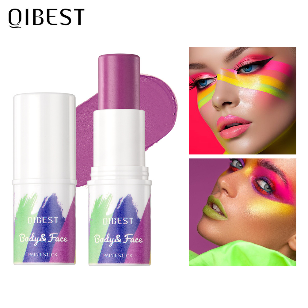 QIBEST body and face painting Stick, natural and three-dimensional contour modification, brightening skin tone, washable face painting pen full figure