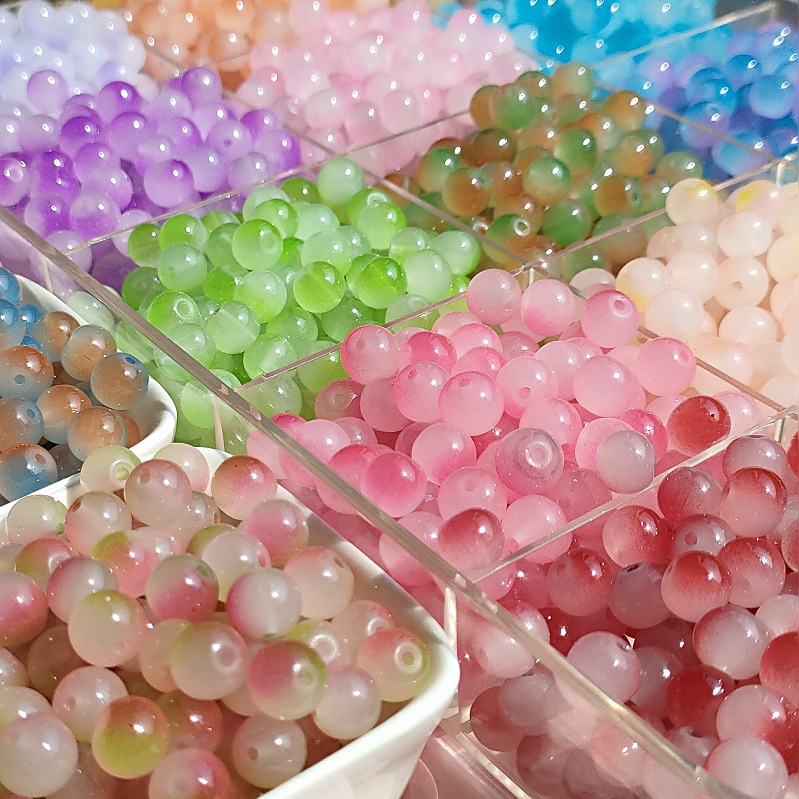 8mm dual-color glass beads, gradient dispersion beads, diy handcrafted bracelet accessories wholesale, necklace jewelry bead materials full figure