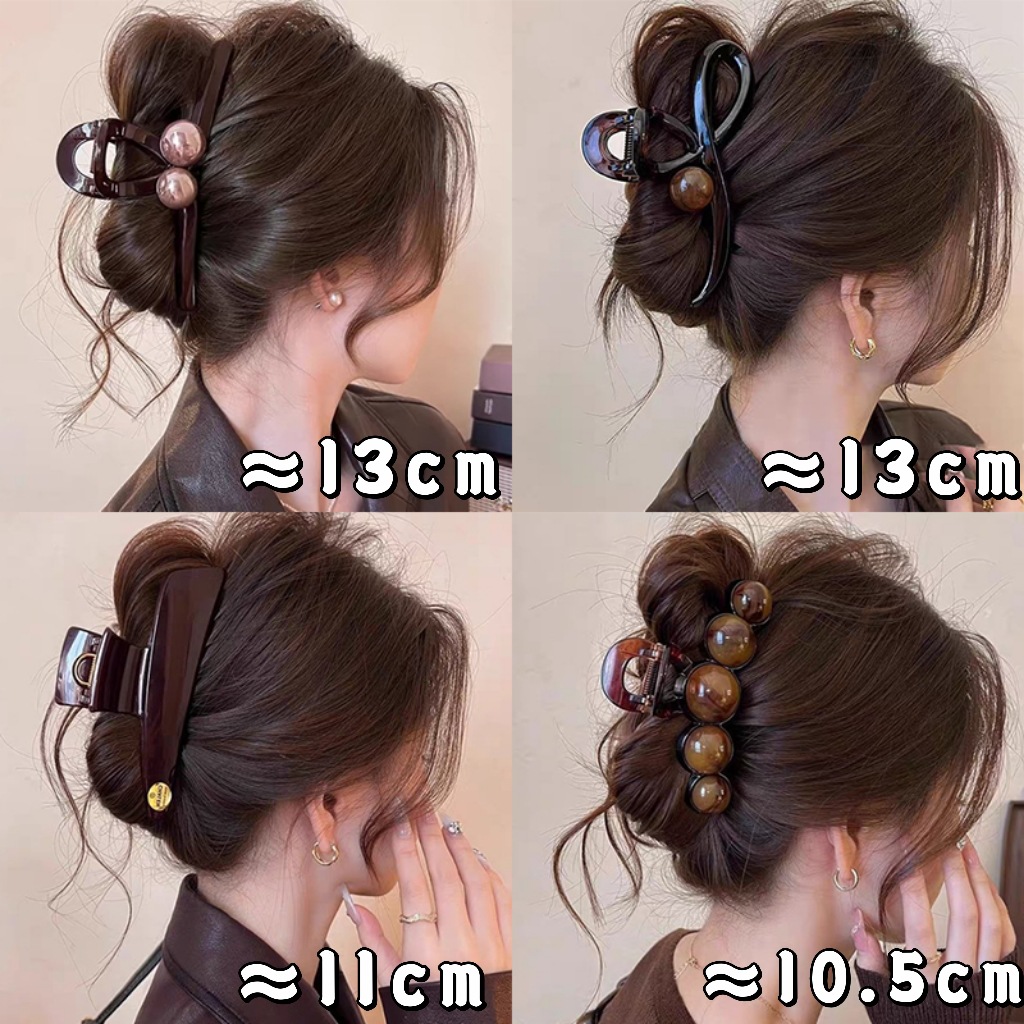 Light luxury and high-end pearl claw clip, large shark clip, 2025 new style, thick hair volume, back head updo hair clip, hair accessory Specification drawing