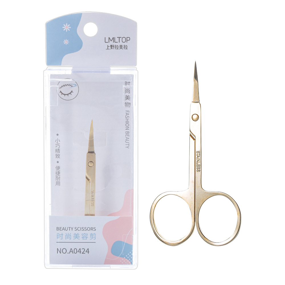LMLTOP stainless steel curved blade Eyebrow scissors Pointed tip Eyebrow shaping scissors Eyebrow Scissors Beauty scissors A0424 Item Picture