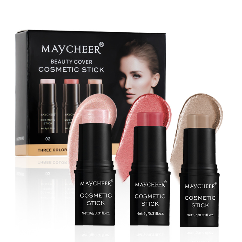 Cross-border trade MAYCHEER Contouring Sticks Three-piece set, facial three-dimensional highlights, shadow blush, and shadow brightening Item Picture