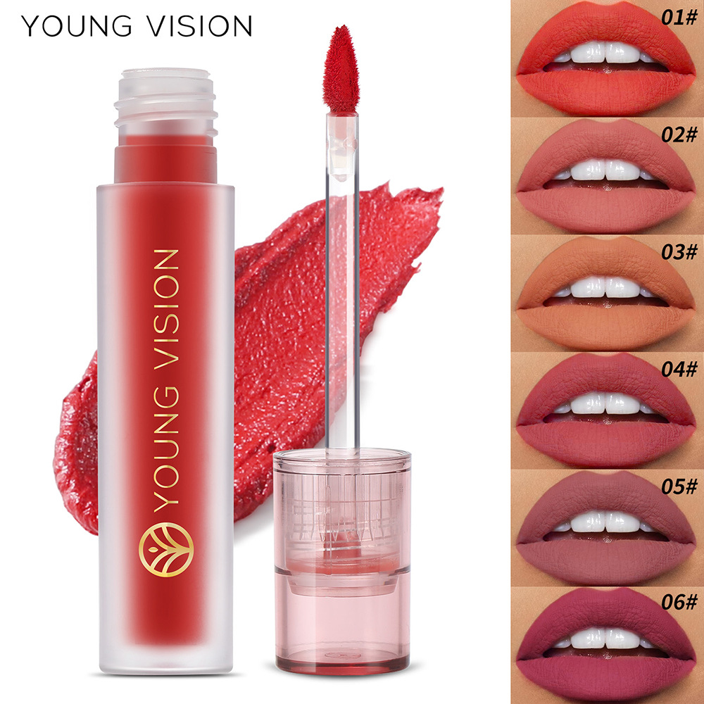 YOUNG VISION Matte lip gloss, velvet, non-stick, 6 colors available, liquid lipstick lip gloss details Picture