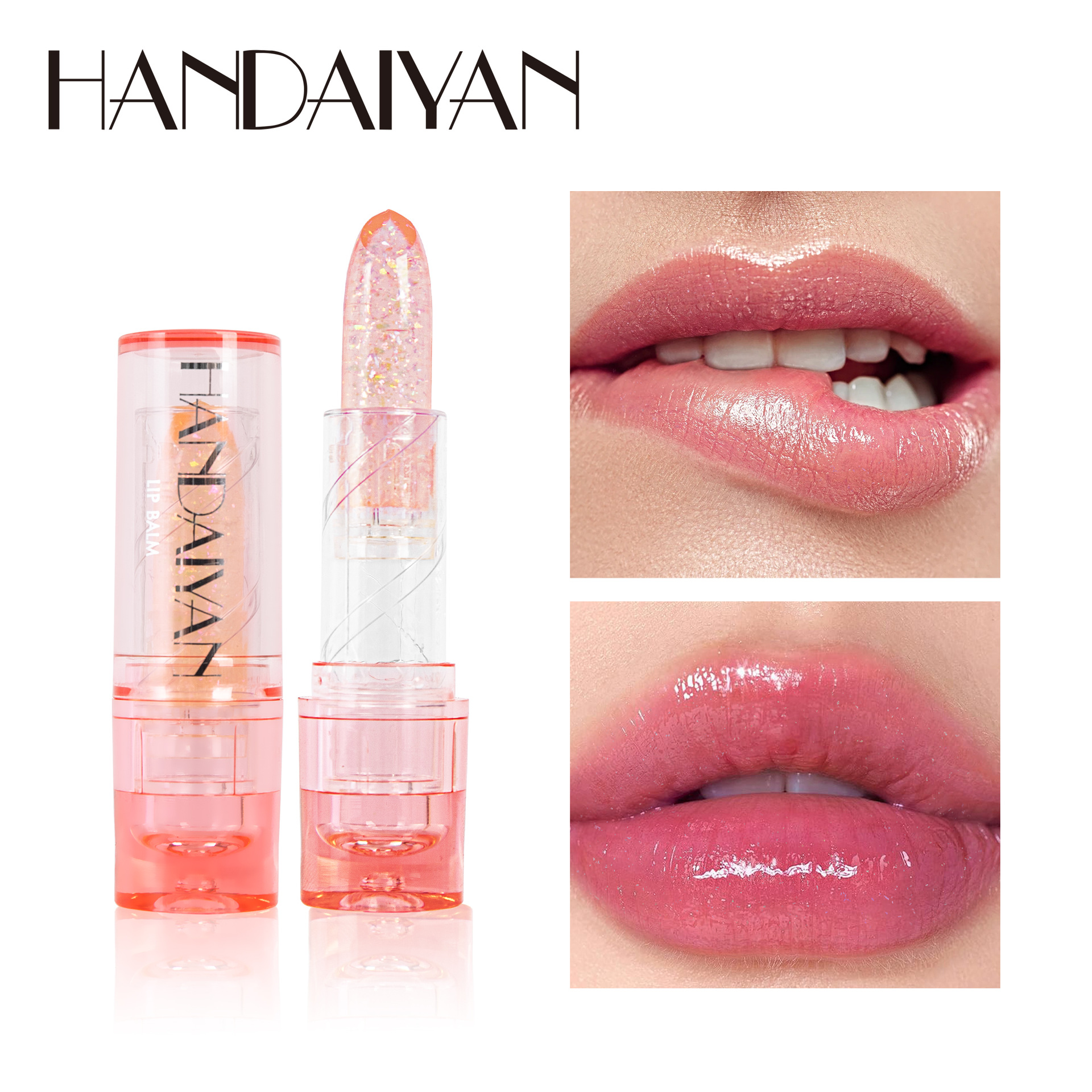 Cross-border temperature-changing Lipstick 4-color Moisturizing Lip Oil HANDAIYAN Anti-Cracking long-lasting Hydrating Jelly Lip Balm full figure