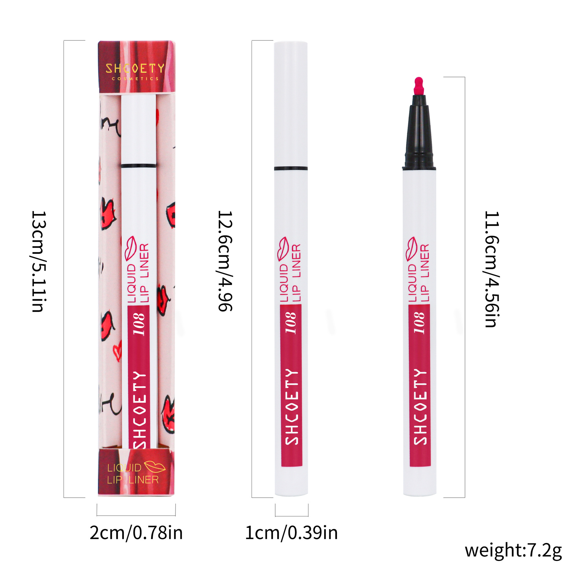 SHCOETY Cross-border matte Liquid Lip liner Pen, matte lip gloss, waterproof nude lip gloss, long-lasting color lipstick pen Item Picture
