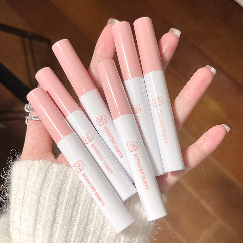 Sensory Party Pink Bear Velvet Lip Gloss Set with 6 colors to choose from. Matte Whitening Lip Gloss, live-streaming version, one-piece consignment Specification drawing
