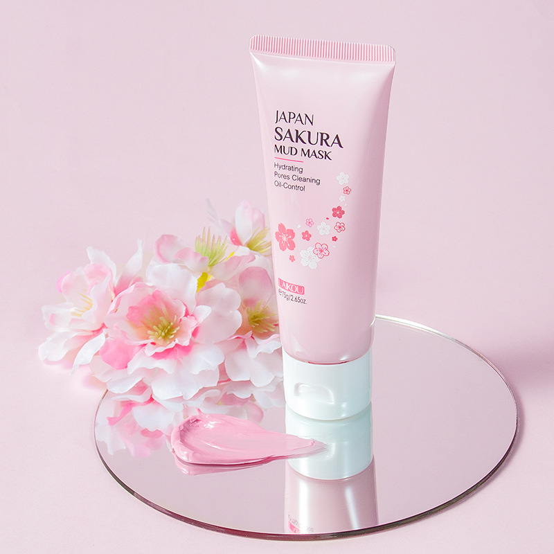 LAIKOU Cherry Blossom Mask Mud 75g, an application type mud mask for pore cleansing, skin care, moisturizing and hydrating, cross-border full figure