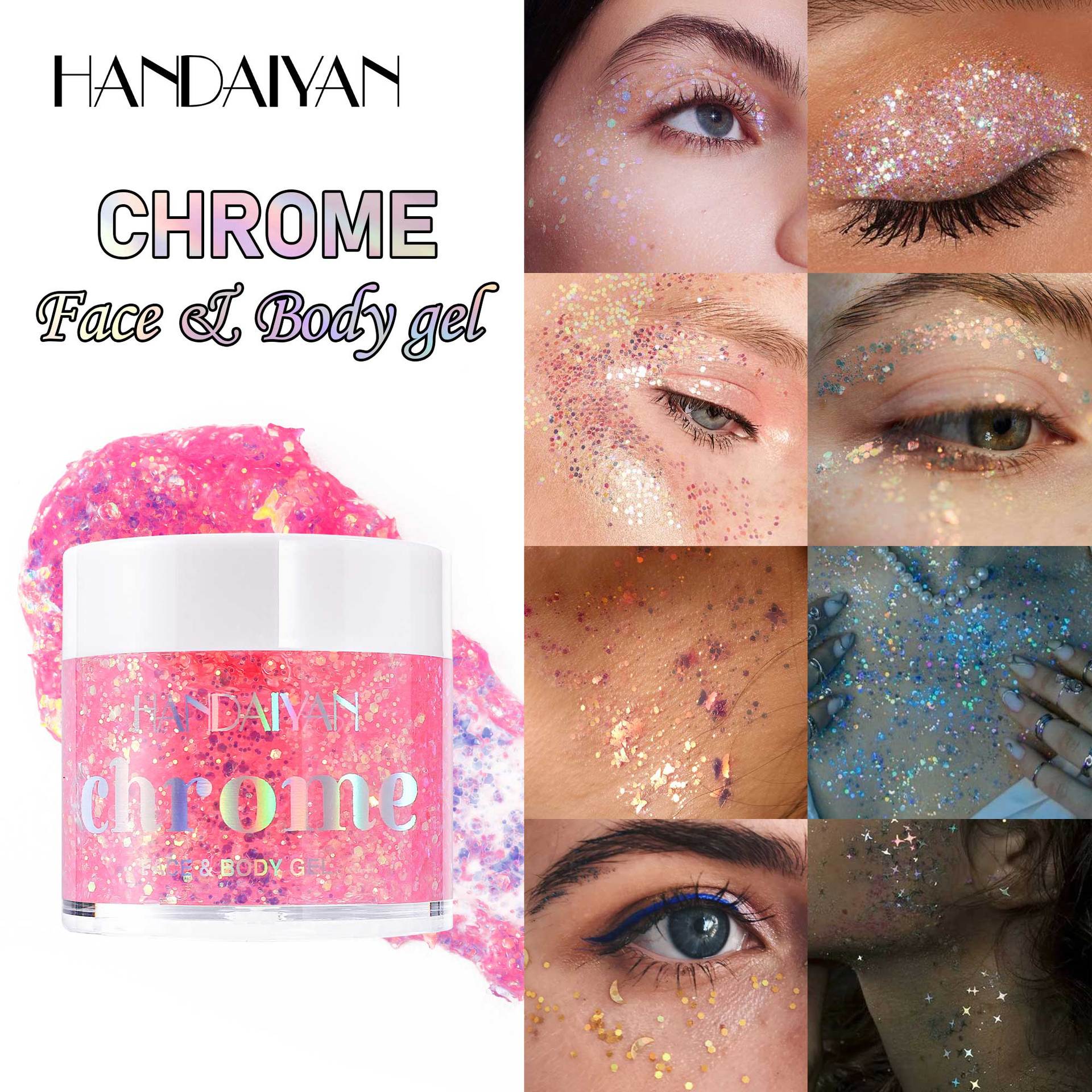 Cross-border Eyeshadow Sequin Gel Sequin Fine Light 8-color Sequin Eyeshadow HANDAIYAN Chameleon Sequin Eyeshadow full figure