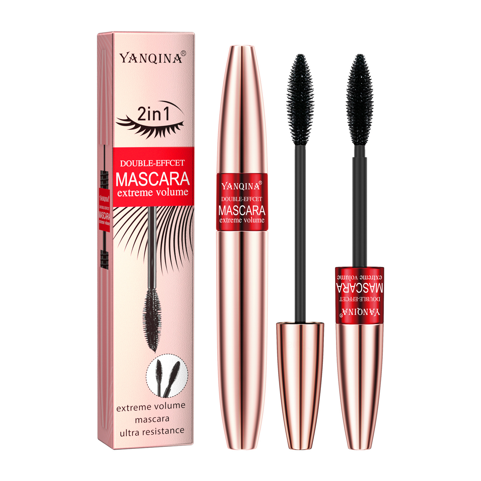 YANQINA's Long and Thick Dual-effect Mascara is waterproof and non-smudge, naturally curling double-head mascara Item Picture