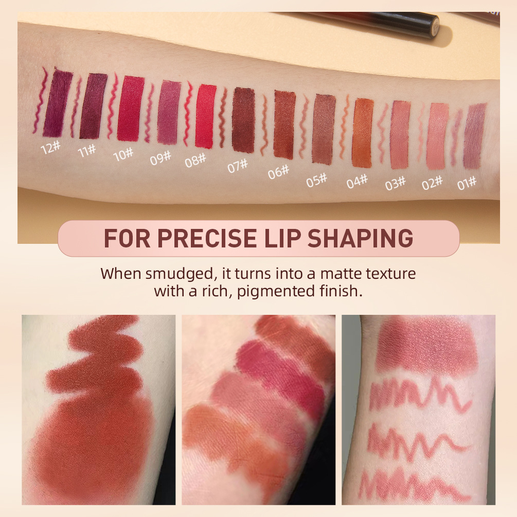 QIBEST Lipstick Lip Pen Matte, non-fading, non-blurring, long-lasting waterproof nude lip liner Pen set Wholesale Makeup details Picture