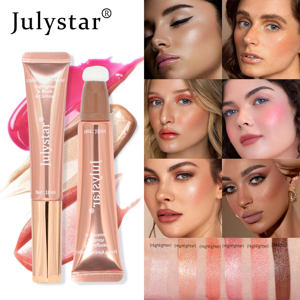 Cross-border liquid blush Highlighter contouring pen Pearlescent fine Shimmering matte beauty stick Natural brightening cushion Blush stick Specification drawing