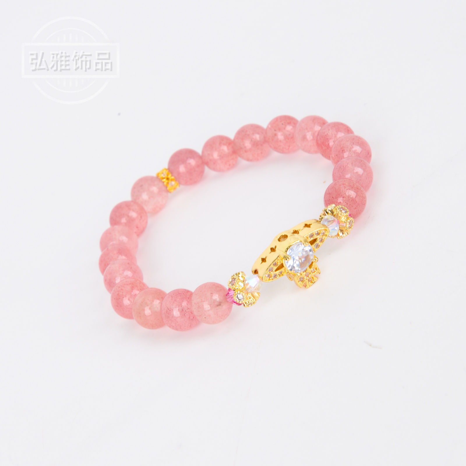 Natural strawberry crystal original bracelet, female love zircon flower holder bracelet, peach blossom luxury beaded bracelet as a gift Specification image