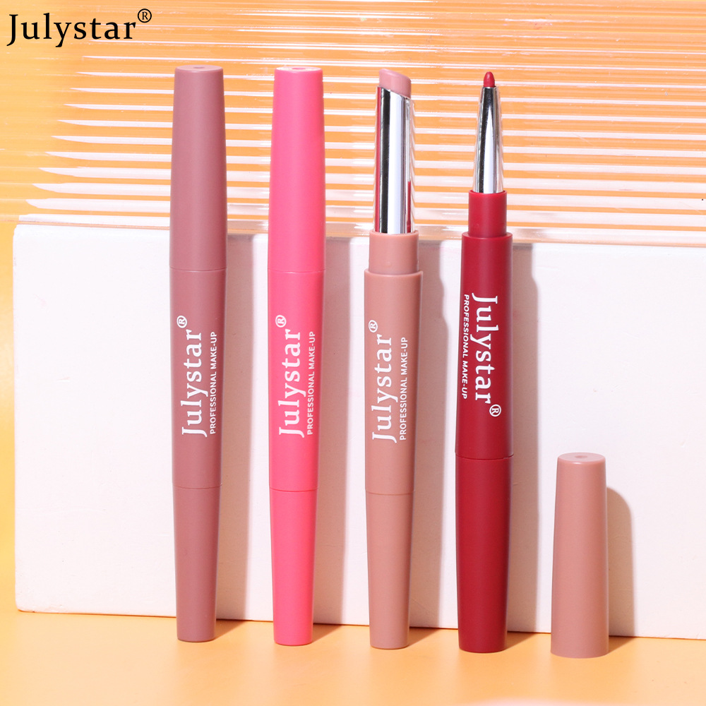 European and American cross-border double-headed red lip liner pens that do not fade or stick to the cup, pink rotating lipstick pens, wholesale of foreign trade cosmetics Specification drawing
