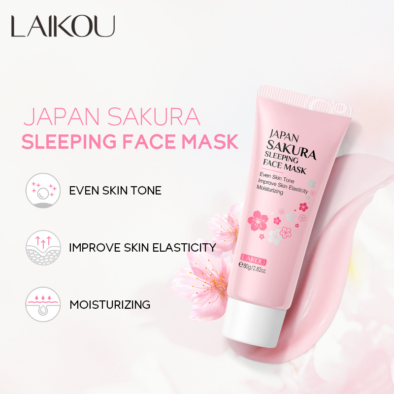 LAIKOU Cherry Blossom Sleeping Mask 80g Shrimp Peel lazada manufacturer supply skin care products moisturizing and hydrating full figure
