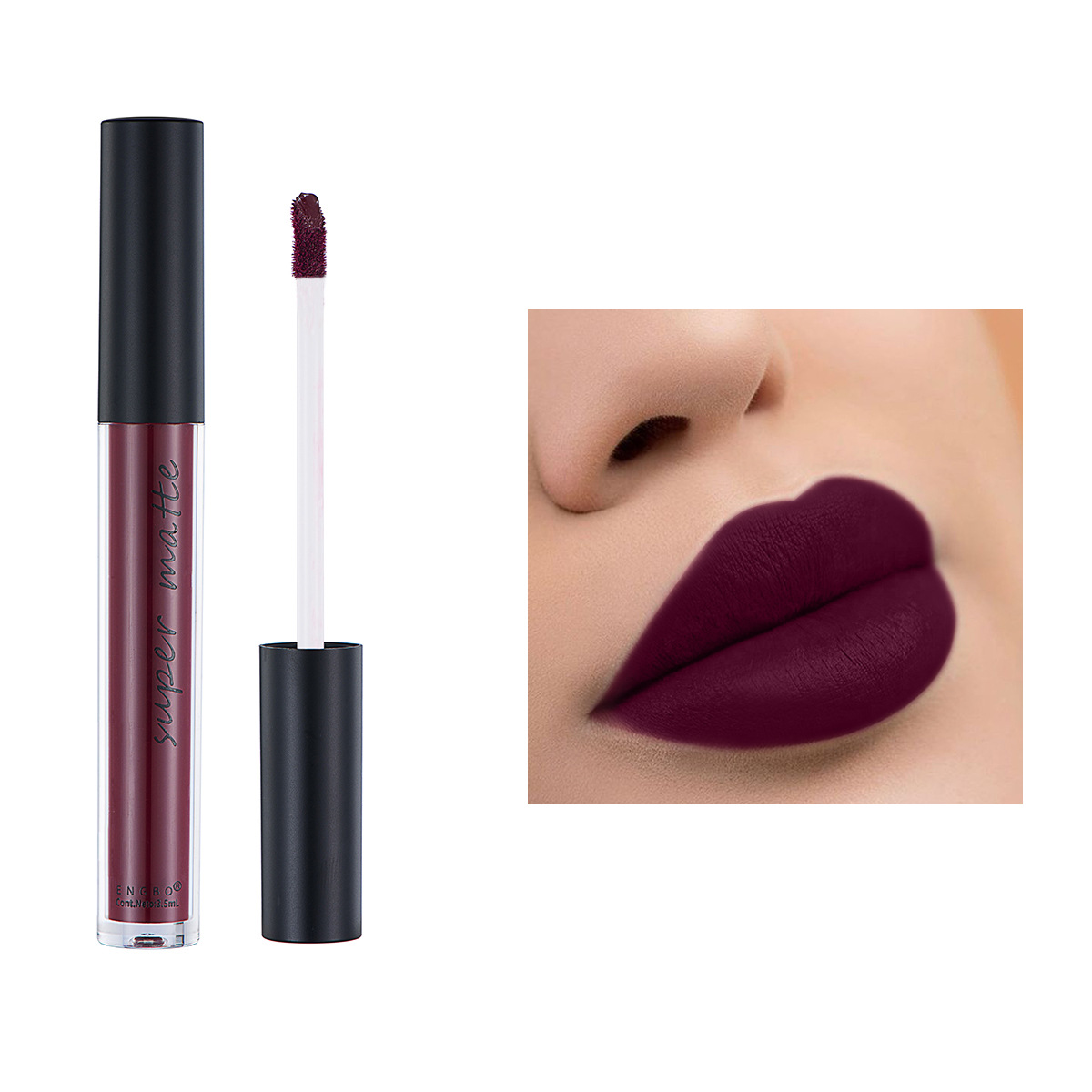 ENGBO's new matte non-stick cup lip gloss waterproof lipstick liquid lipstick velvet European and American makeup brown lip gloss Item Picture