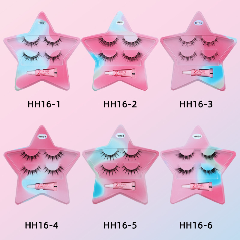 New Little Devil 2 pairs of false eyelashes, natural and realistic sharpened eyelashes, soft and transparent stems, two pairs of eyelashes details Picture