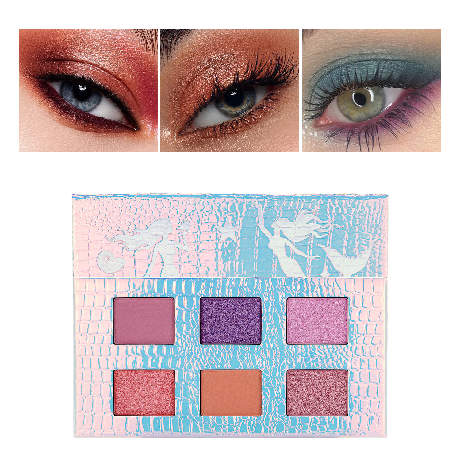 Cross-border new product: 6-color matte pearlescent eyeshadow palette, European and American multi-color contouring high-gloss fine glitter makeup palette, eye makeup Specification drawing