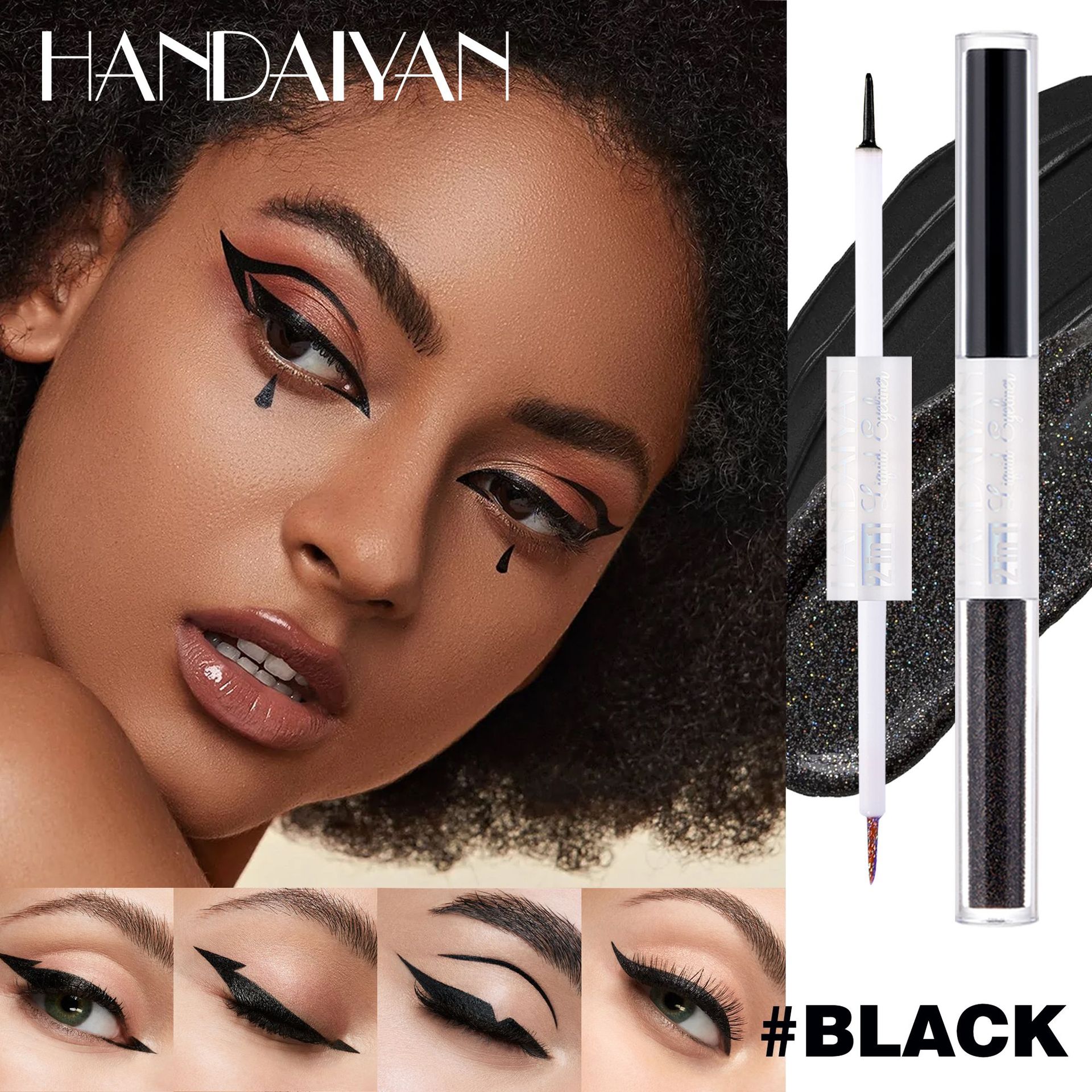 handaiyan Han Daiyan Double-headed Eyeliner Pen, extremely fine, long-lasting, waterproof and brightening eyeliner liquid Pen Set, Sleeping Silkworm Pen Specification drawing