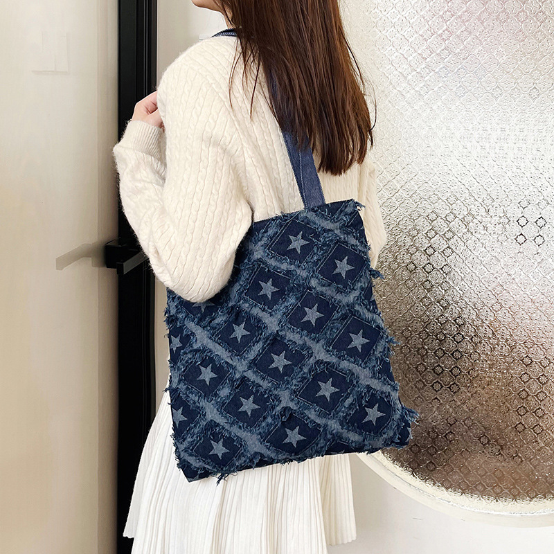 2024 New bucket bag, starry fringed fringe single-shoulder bag, autumn trendy and personalized design handbag, crossbody bag Specification drawing