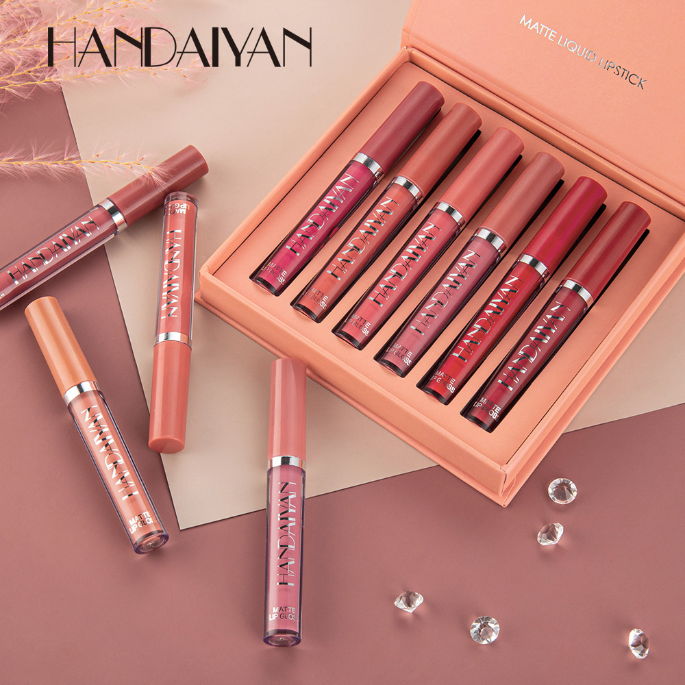 Lip gloss set, cross-border matte 6 pieces, Han Daiyan European and American long-lasting waterproof, non-fading, non-stick to cups Lip gloss and lip gloss Specification drawing
