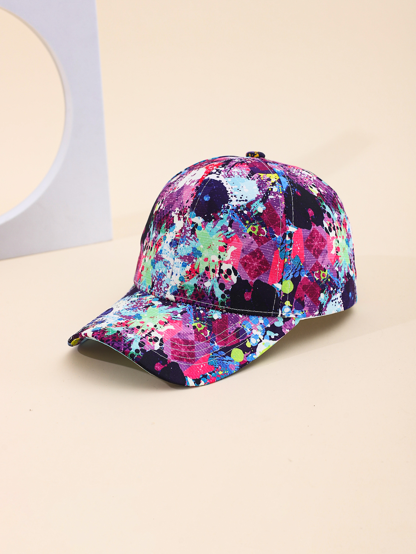 Spring and summer cross-border European and American best-selling graffiti tie-dyed gradient printed baseball caps, outdoor travel sun protection and shading adult baseball caps, adjustable for foreign trade Specification drawing