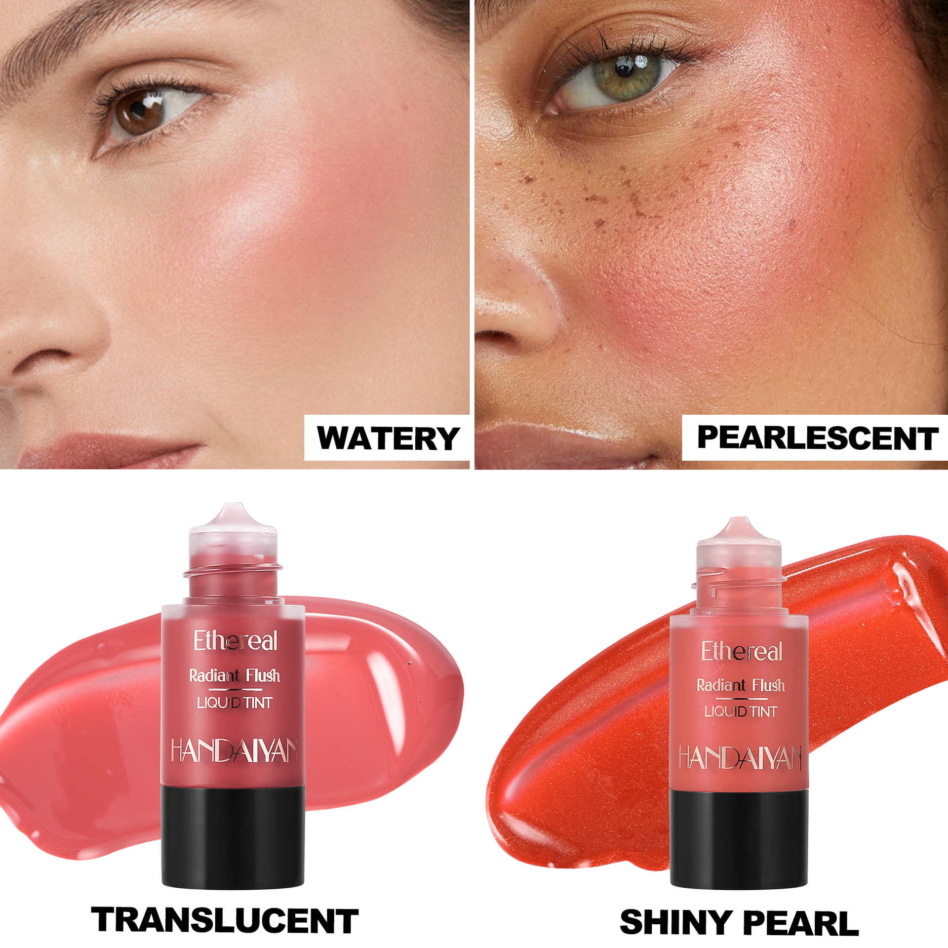 Cross-border exclusive liquid blush Press blush HANDAIYAN 6-color fine flash liquid blush full figure