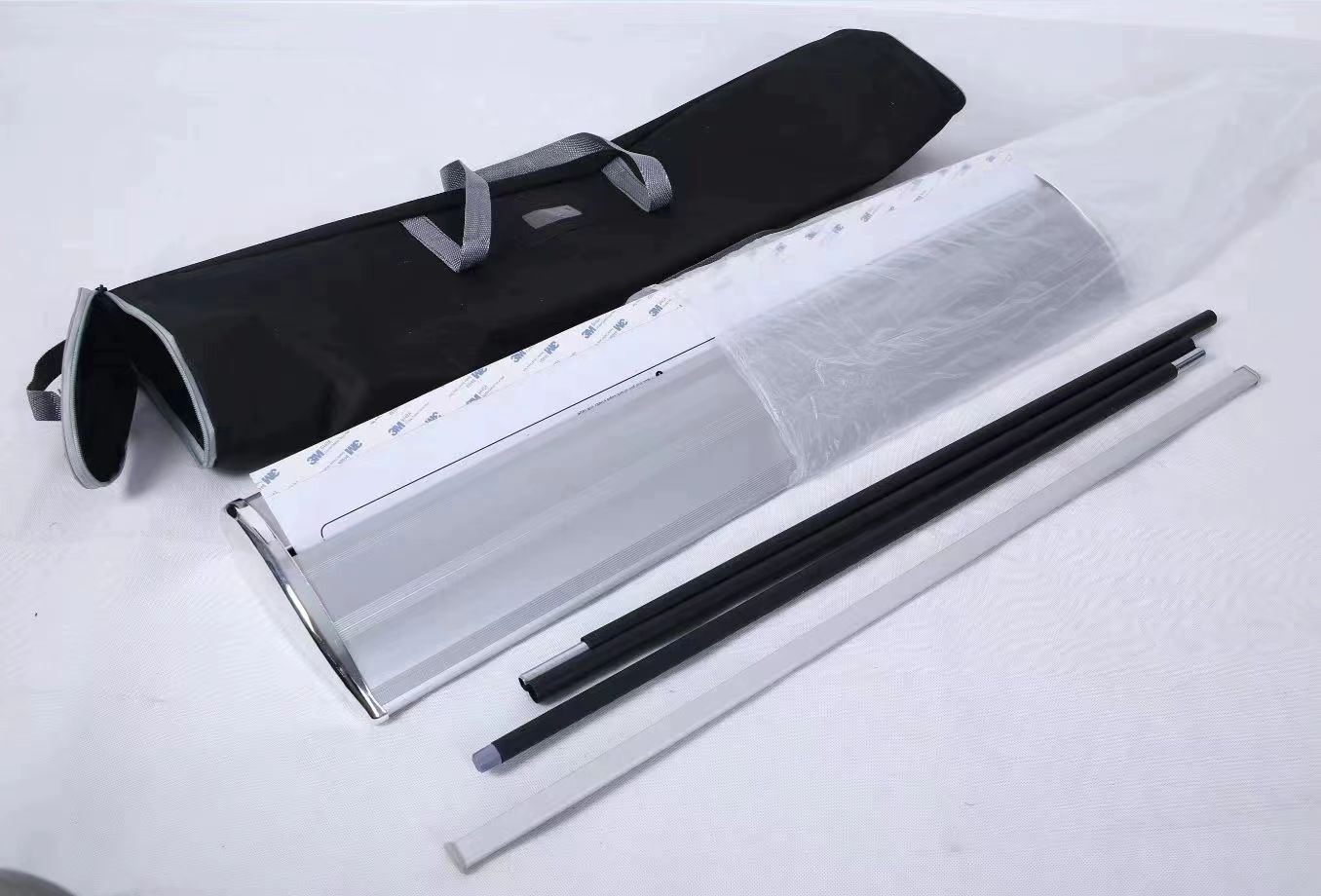 厂家供应85x200宽底座铝合金水滴型易拉宝产品图