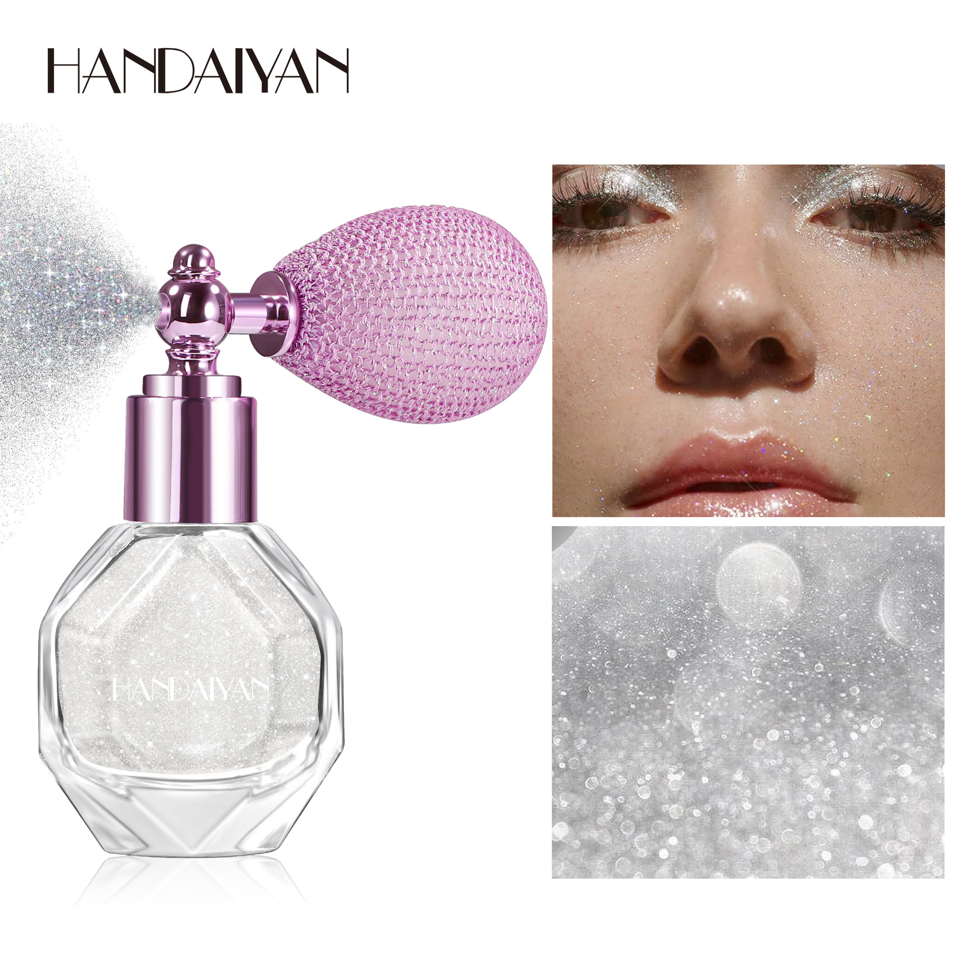 Cross-border Glitter brightening Body Glitter HANDAIYAN High-gloss Spray Glitter bottle High-gloss airbag Spray bottle full figure