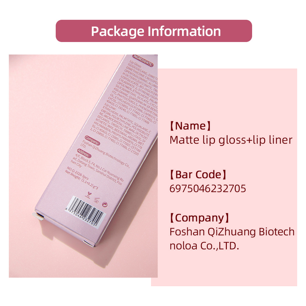 QIBEST Cross-border Two-in-one Lip Gloss and Lip Liner Pen Waterproof matte Velvet Non-smudging Double-head Lip gloss Set wholesale Application Scenario