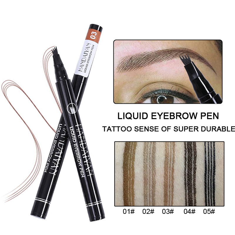 handaiyan, a cross-border exclusive four-pronged eyebrow pencil with extremely fine micro-engraving patterns, is waterproof, long-lasting and does not smudge the four-pronged tip details Picture