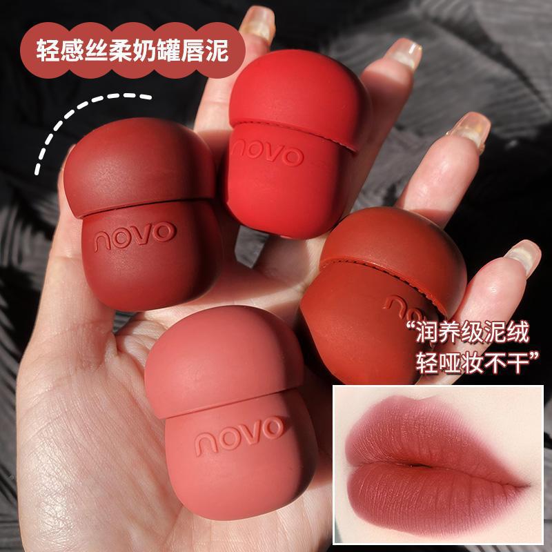 NOVO milk can lip gloss matte velvet lipstick that doesn't fade easily, is waterproof and affordable for student lip gloss wholesale full figure