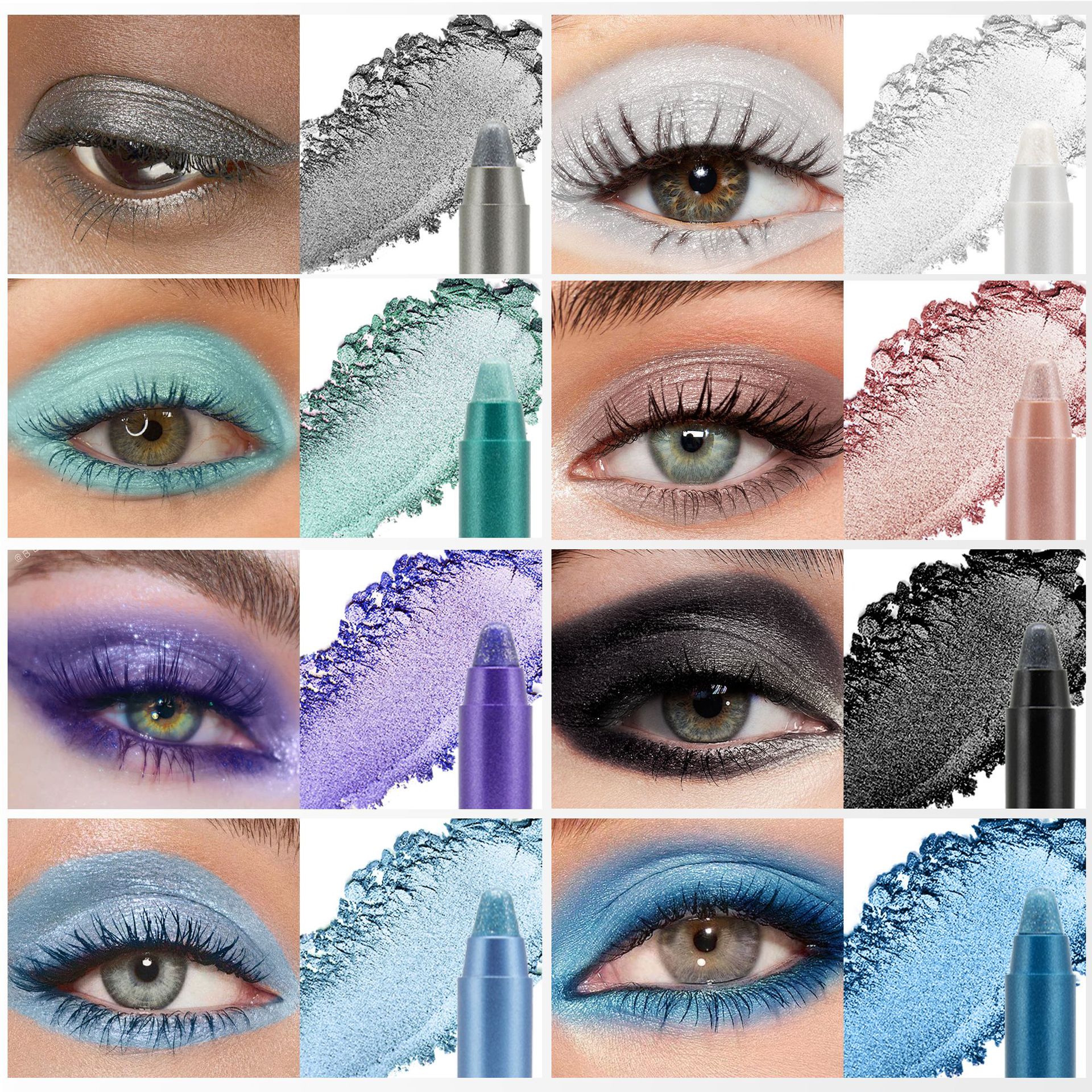 SHCOETY Cross-border exclusive 10-color pearlescent eyeshadow pen, non-smudging, pencil sharpener, eyeliner, and bed pencil foaming full figure