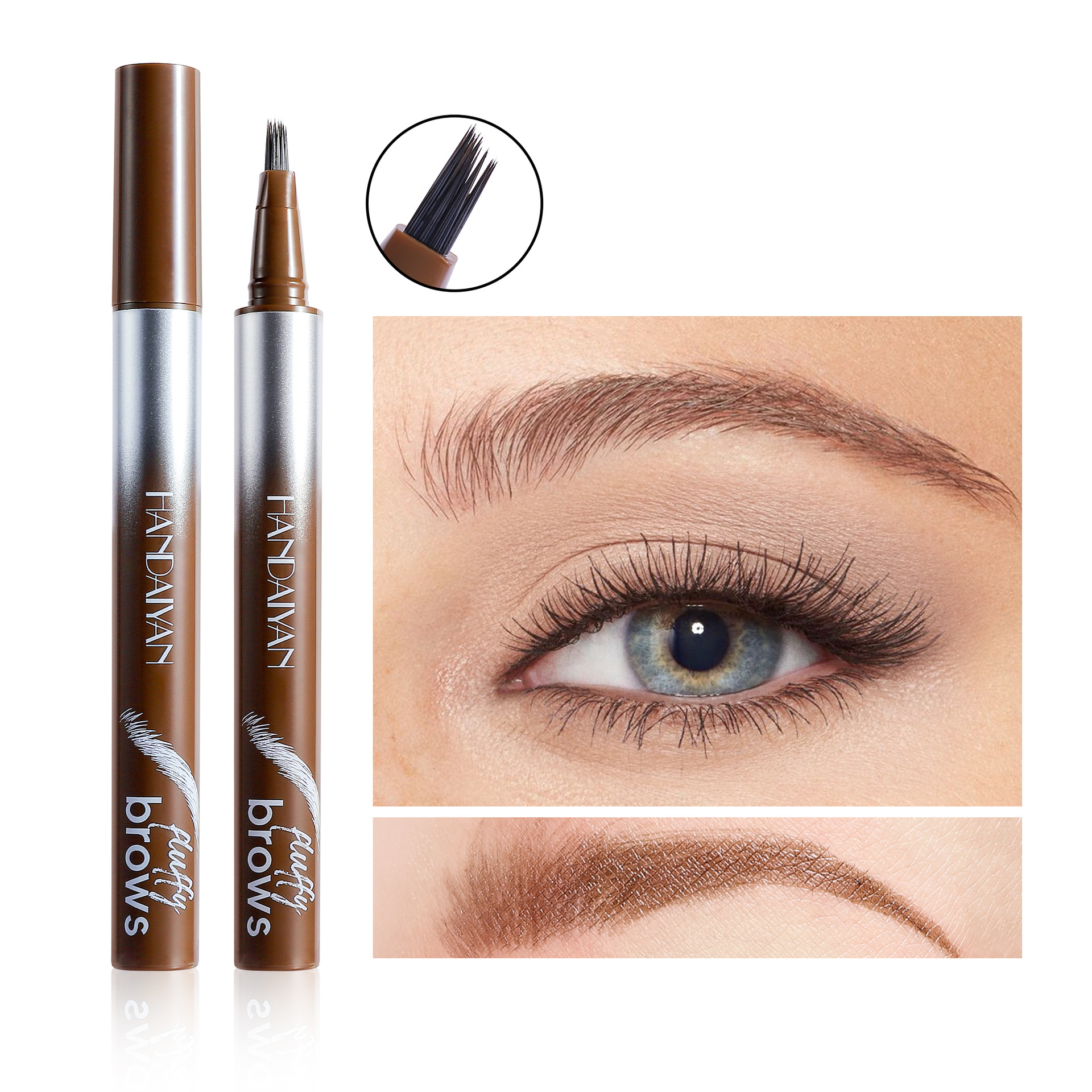 Cross-border eyebrow pencil five-color wild eyebrow, waterproof and long-lasting handaiyan, distinct natural eyebrow shape liquid eyebrow pencil Specification drawing