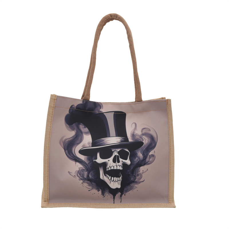 New fashionable skull canvas bag, women's large-capacity tote bag, single-shoulder bag for classes, 2024 fashionable tote bag Item Picture