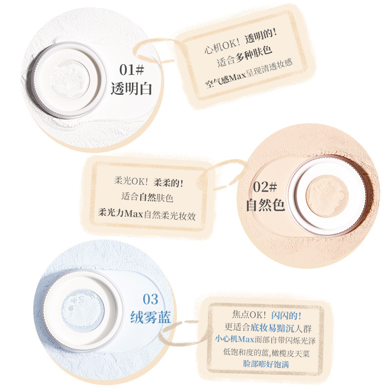 NOVO Cloud Mist Light and Fine Loose Powder is clear, oil-controlling, pore-invisible, long-lasting without clogging, water-resistant and sweat-proof setting powder Application Scenario