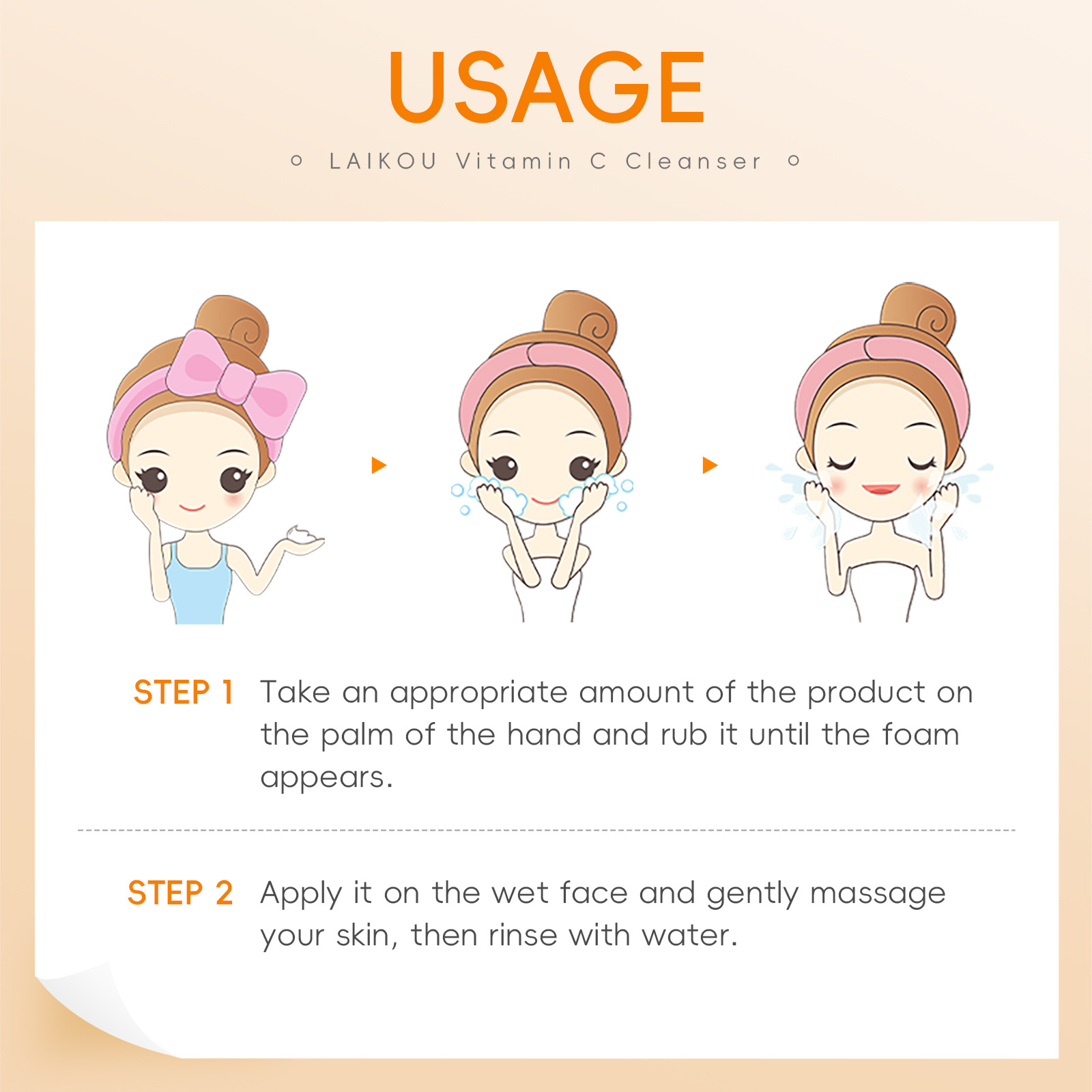 LAIKOU Vitamin C Facial Cleanser 50g skin care facial Cleanser cross-border supply Shopee lazada supply Application Scenario