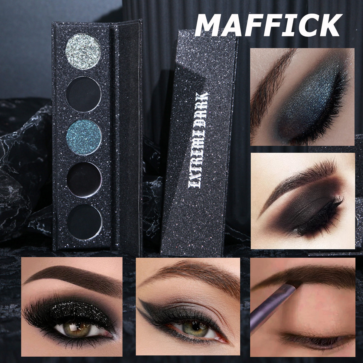 Cross-border eyeshadow palette 5-color extremely dark eyeshadow palette that won't smudge for a long time. Cross-border bestseller color series details Picture