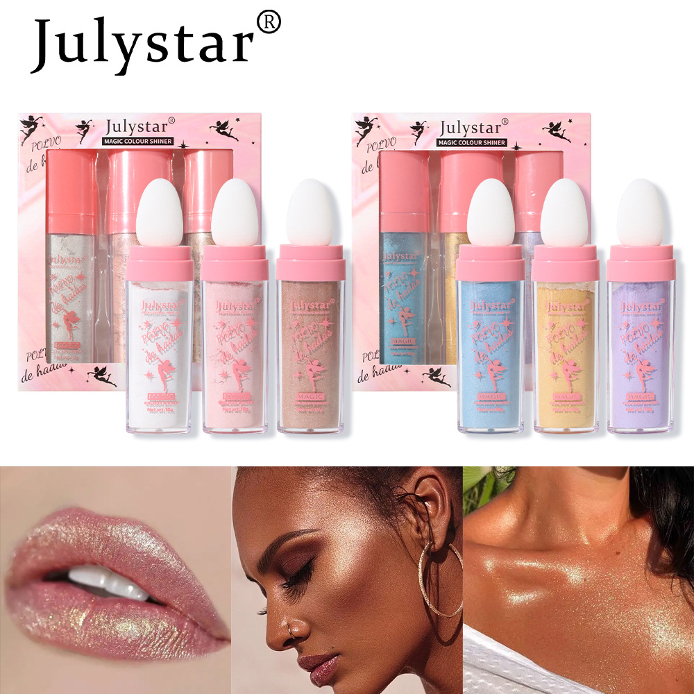 Cross-border Fairy Highlighter Pat Powder Set: Natural, three-dimensional, brightening face, contouring body, Highlighter powder, Highlighter stick full figure