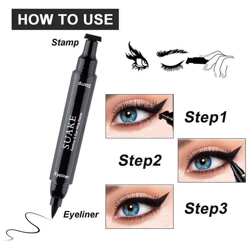 SUAKE Two-in-one seal eyeliner, quick-drying, non-smudging, water-repellent, double-ended eyeliner Specification drawing