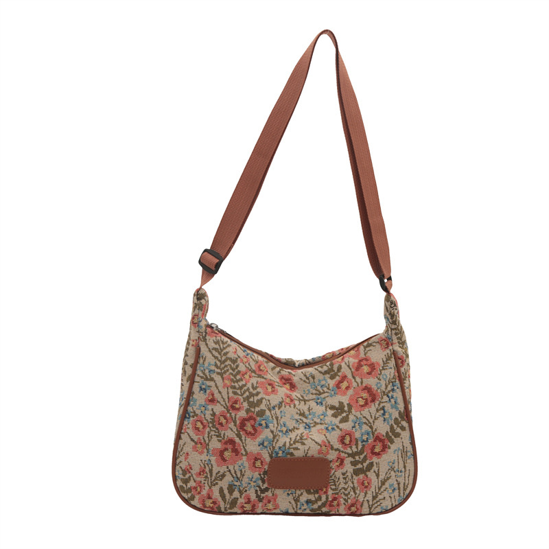 Popular fashion, simple, large-capacity printed trend 2024, fashionable patchwork canvas single-shoulder bag, small square bag, women's bag, trendy Item Picture