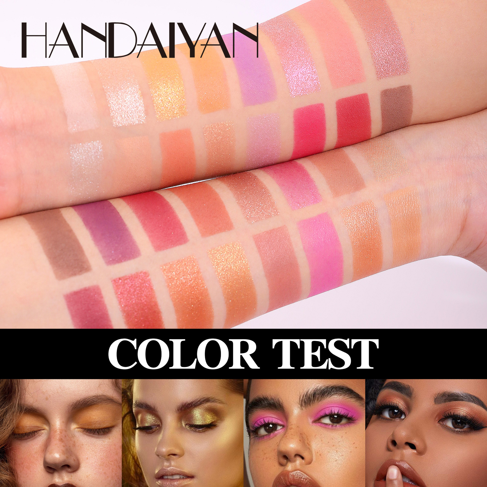 handaiyan Cross-border 32-color eyeshadow palette, pearl and matte, European and American contouring makeup palette wholesale Specification drawing