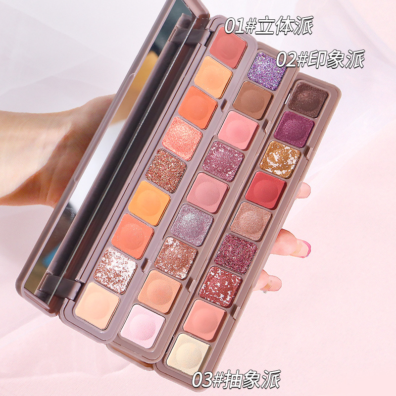 Keyboard fingertip nine-color eyeshadow palette, matte, pearlescent, sequined, glitter, domestic affordable, student and lazy eyeshadow, earth tones Application Scenario