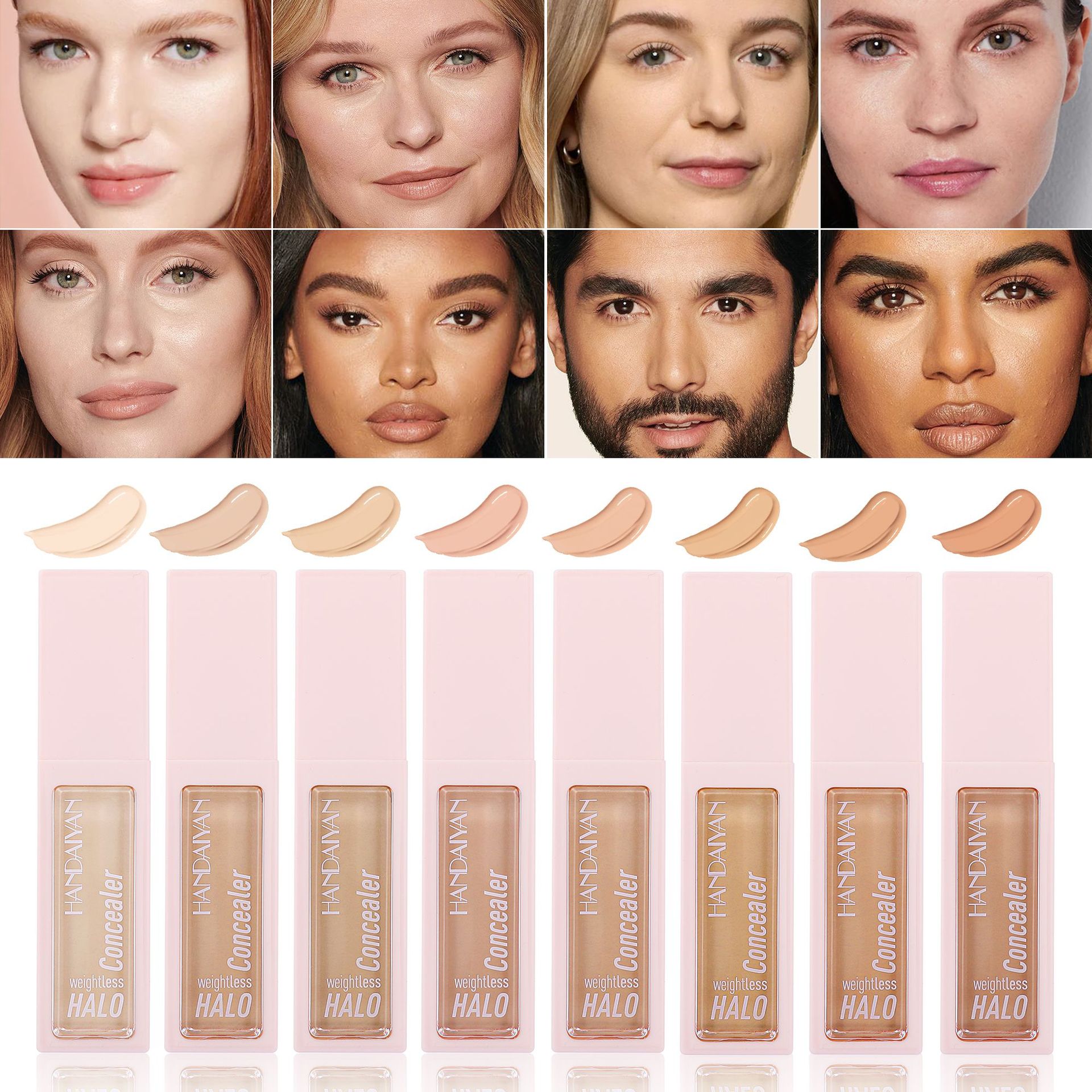 Cross-border 8-color Concealer: Invisible Pores, long-lasting Powder retention, handaiyan Concealer for Acne Marks and Spots Specification drawing