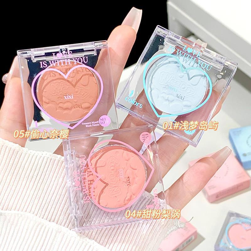 xixi tea, peach heart, single color, red, blue, purple, swelling, low saturation, contraction, matte, natural, brightening and contouring details Picture