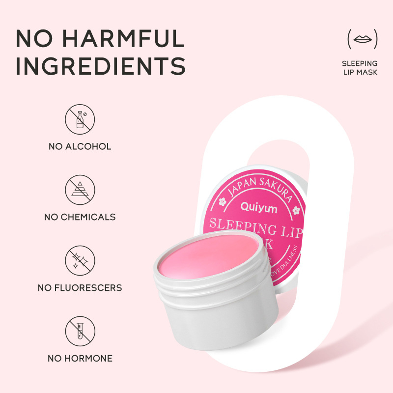 Cross-border QUIYUM Cherry Blossom Sleep Lip Mask 15g Hydrating and Moisturizing Lipstick Softening Keratin Moisturizing Factory wholesale details Picture