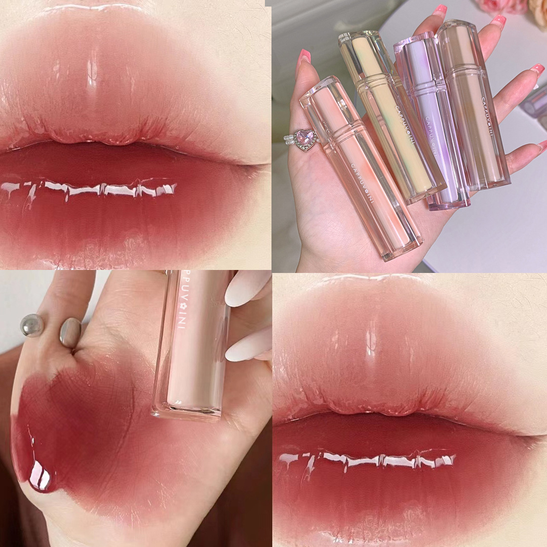 Capo Vini Ice Tea Mirror Surface Water Gloss Lip Gloss Lip Gloss Lip Gloss Glass Jelly Lip Triangular Transparent Tube Lip Gloss [Special Offer] Application Scenario